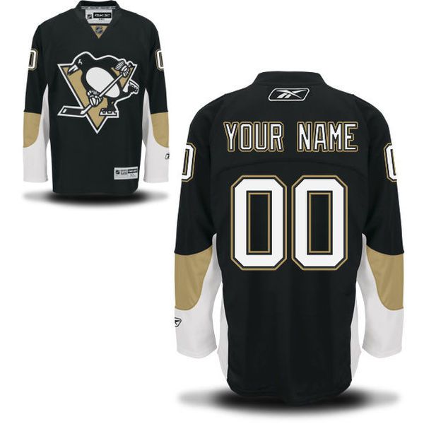 Youth Pittsburgh Penguins Reebok Black Custom Premier Home NHL Jersey->->Custom Jersey
